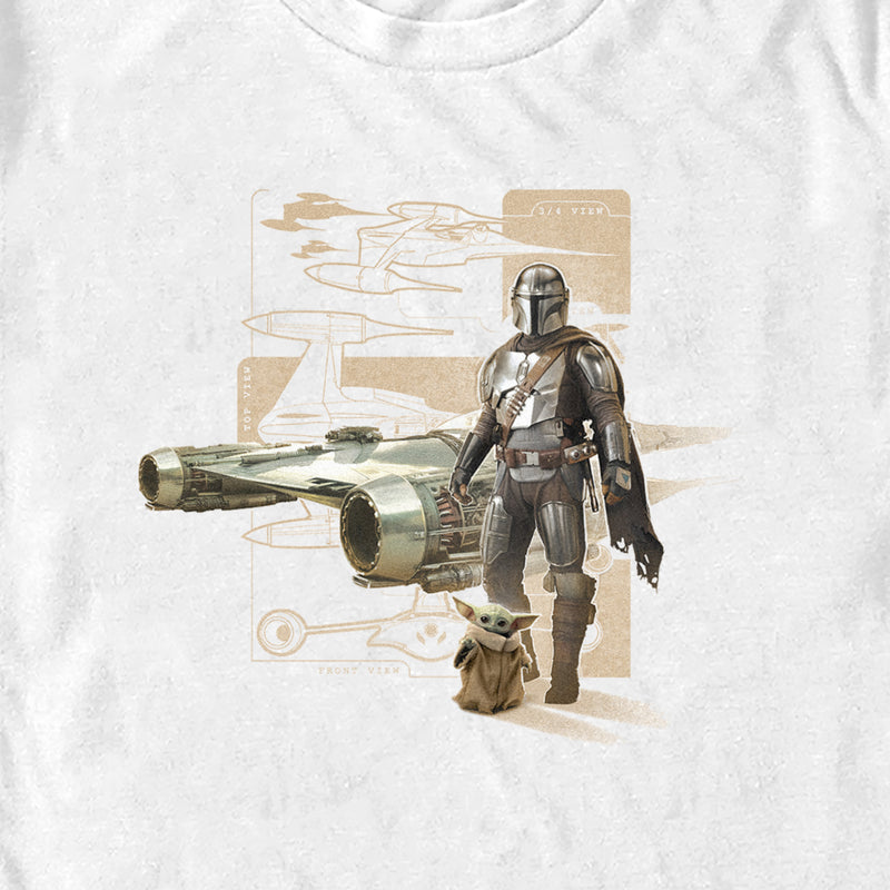 Men's Star Wars: The Mandalorian Starfighter Blue Prints T-Shirt