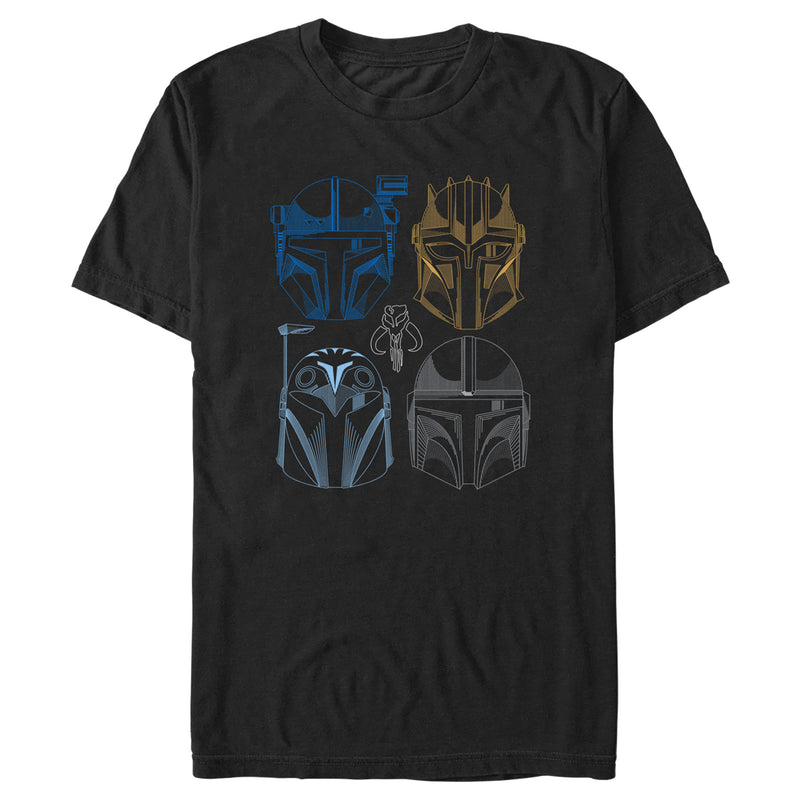 Men's Star Wars: The Mandalorian Line Art Helmets T-Shirt