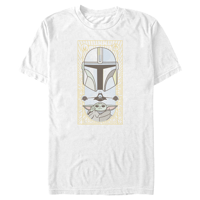 Men's Star Wars: The Mandalorian Grogu and Mando Faded Card T-Shirt