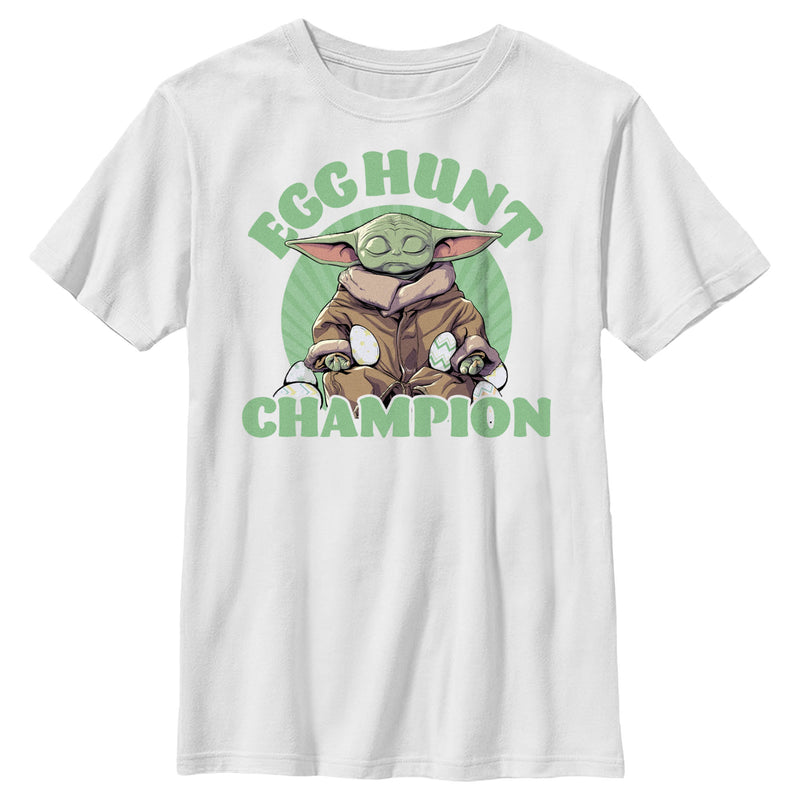 Boy's Star Wars: The Mandalorian Easter Grogu Egg Hunt Champion T-Shirt