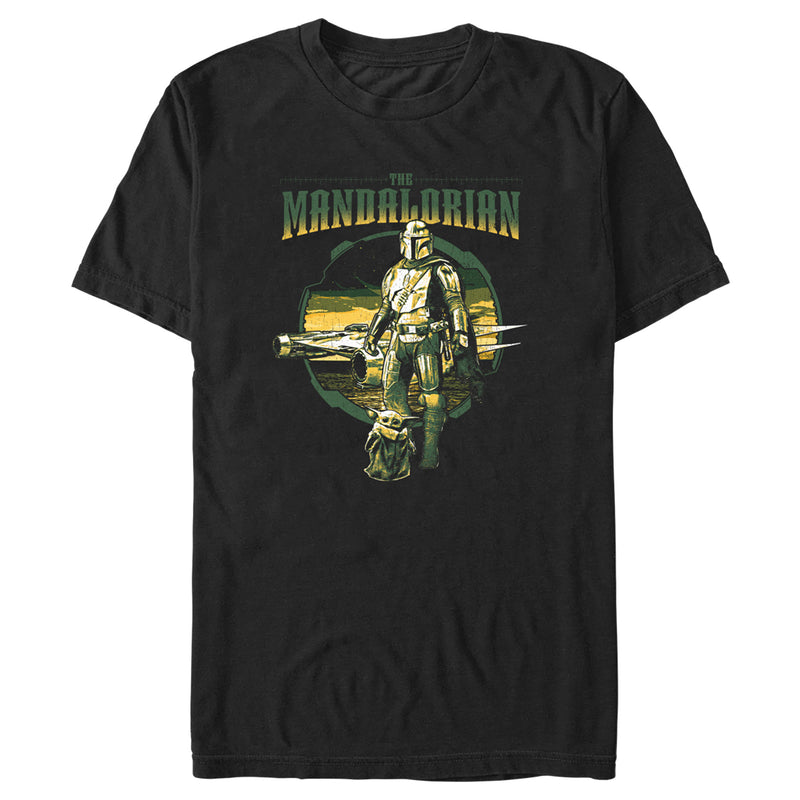 Men's Star Wars: The Mandalorian Green Retro Poster T-Shirt