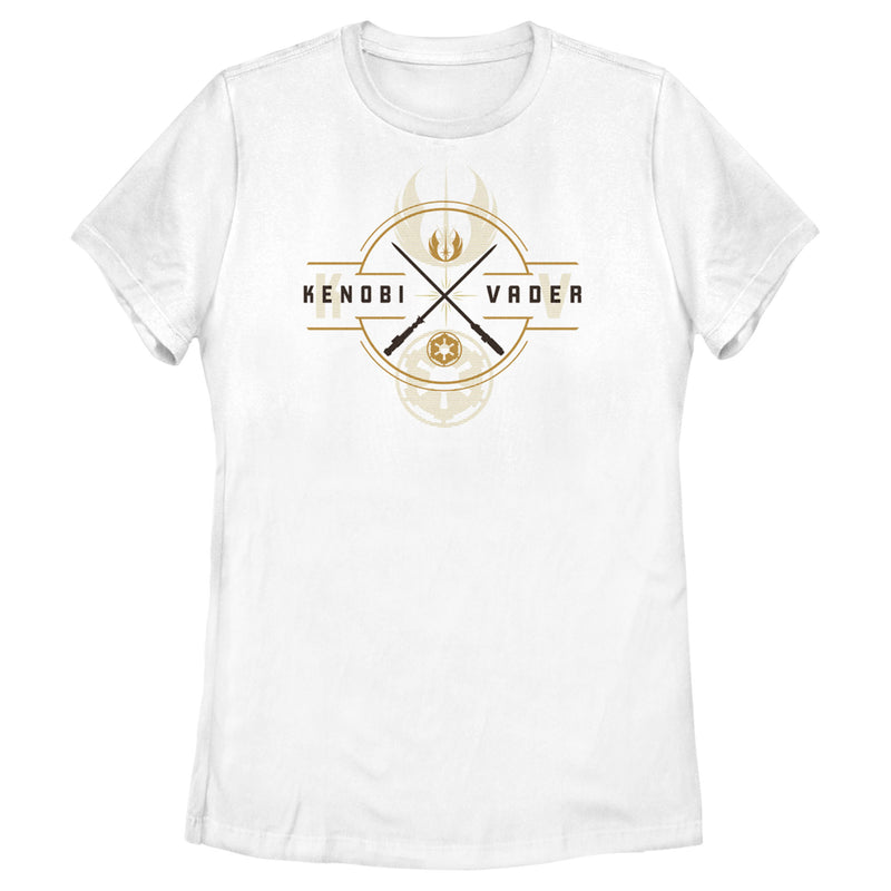 Women's Star Wars: Obi-Wan Kenobi Vader and Kenobi Lightsaber Crest T-Shirt