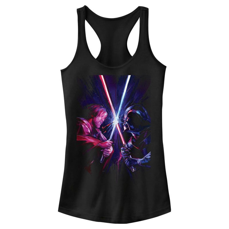 Junior's Star Wars: Obi-Wan Kenobi Vader vs Kenobi Artistic Lightsaber Duel Racerback Tank Top