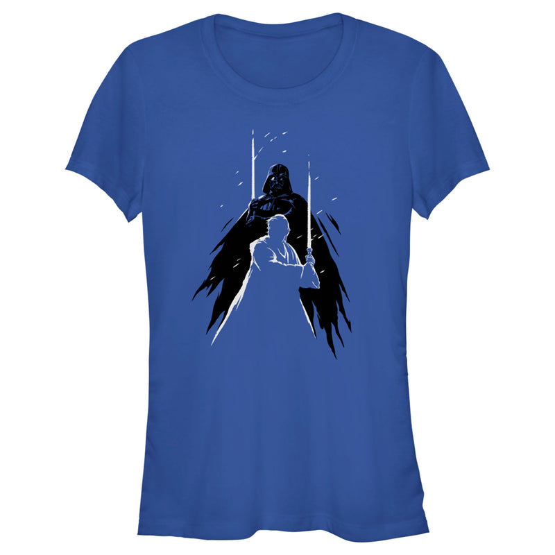 Junior's Star Wars: Obi-Wan Kenobi Darth Vader vs Kenobi Silhouette Lightsaber Battle T-Shirt