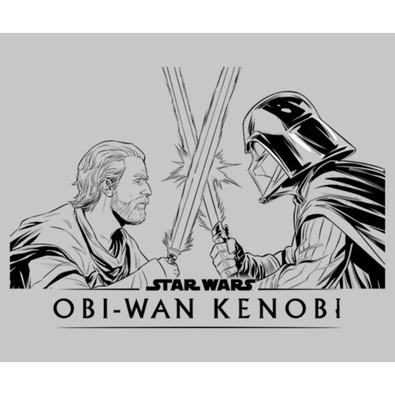 Junior's Star Wars: Obi-Wan Kenobi Darth Vader vs Kenobi Sketch Lightsaber Duel T-Shirt