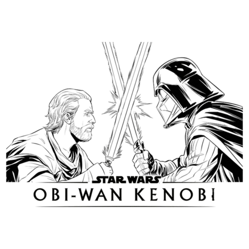 Women's Star Wars: Obi-Wan Kenobi Darth Vader vs Kenobi Sketch Lightsaber Duel T-Shirt