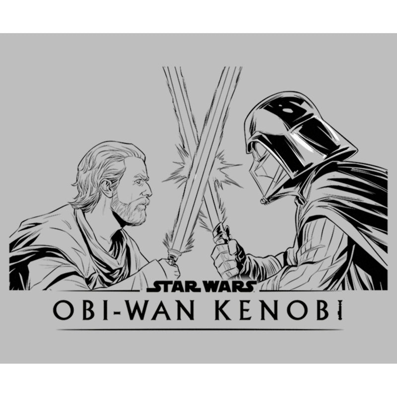 Boy's Star Wars: Obi-Wan Kenobi Darth Vader vs Kenobi Sketch Lightsaber Duel Pull Over Hoodie