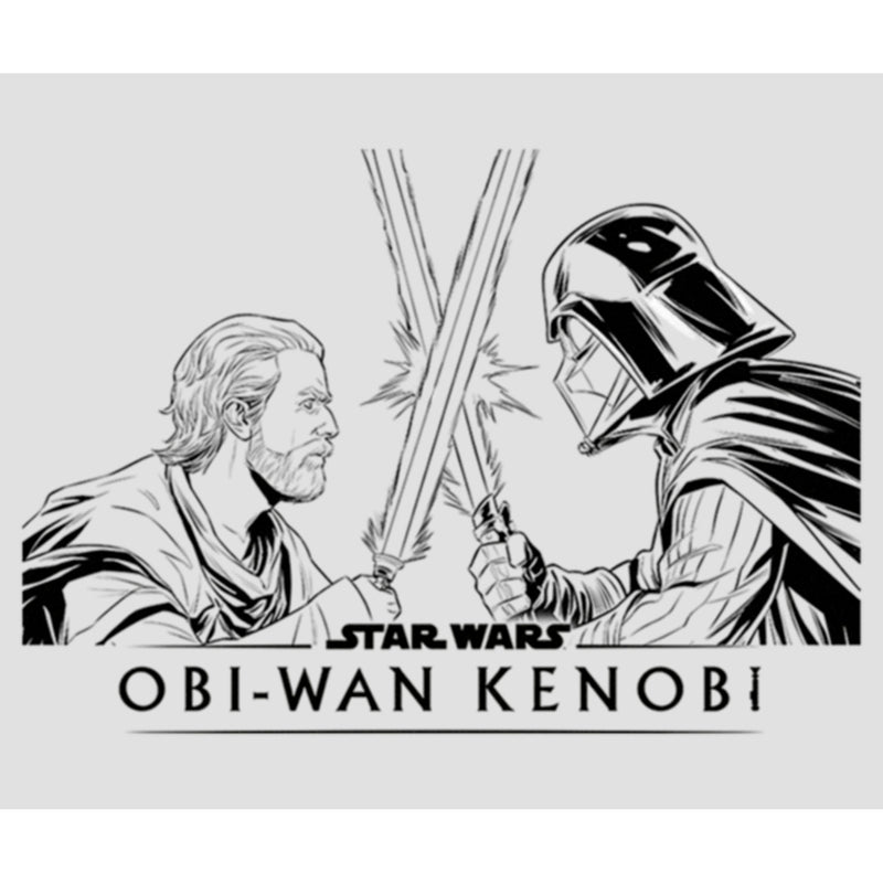 Women's Star Wars: Obi-Wan Kenobi Darth Vader vs Kenobi Sketch Lightsaber Duel Racerback Tank Top