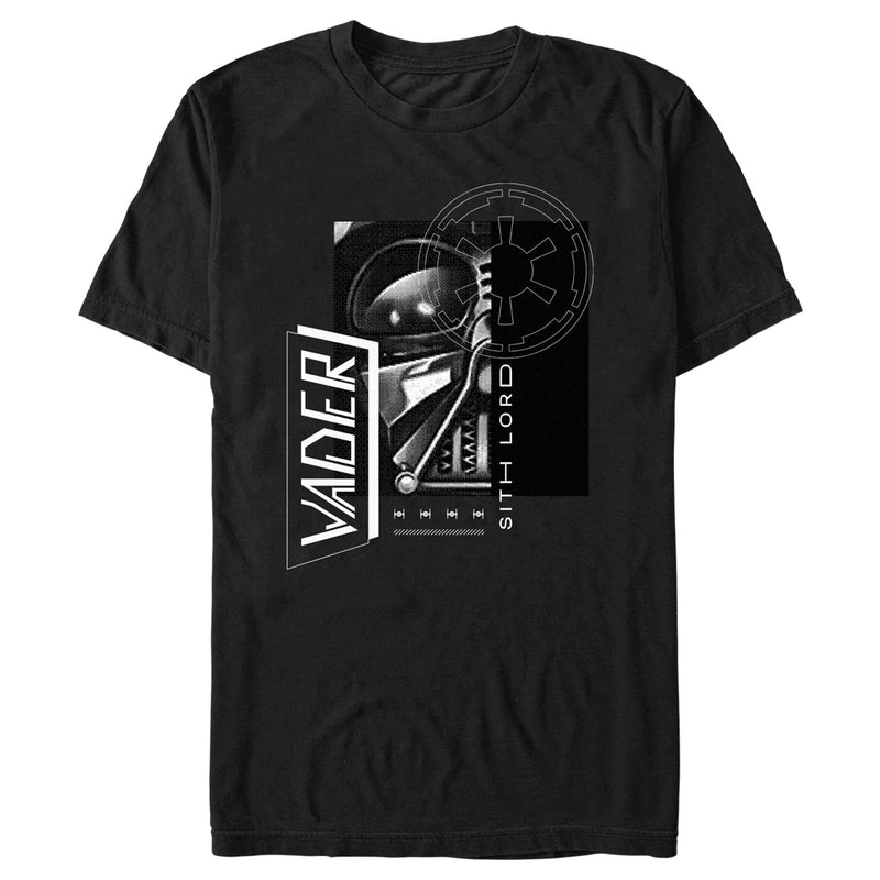 Men's Star Wars: Obi-Wan Kenobi Darth Vader Grayscale Portrait with Empire Logo T-Shirt