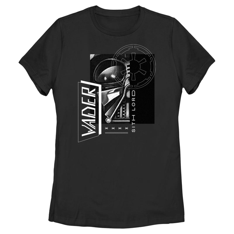 Women's Star Wars: Obi-Wan Kenobi Darth Vader Grayscale Portrait with Empire Logo T-Shirt