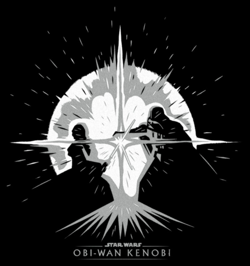 Junior's Star Wars: Obi-Wan Kenobi Darth Vader vs Kenobi Silhouette Lightsaber Explosion T-Shirt