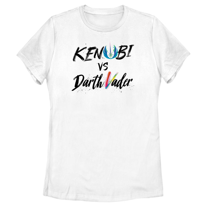 Women's Star Wars: Obi-Wan Kenobi Darth Vader vs Kenobi Rainbow Text T-Shirt