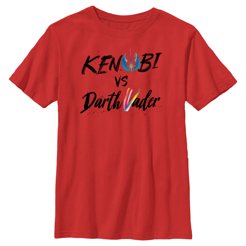 Boy's Star Wars: Obi-Wan Kenobi Darth Vader vs Kenobi Rainbow Text T-Shirt