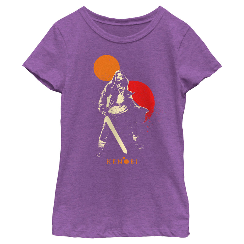 Girl's Star Wars: Obi-Wan Kenobi Two Suns and Kenobi Outline T-Shirt
