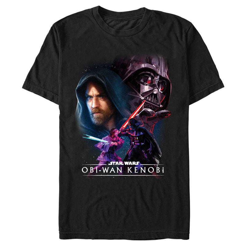 Men's Star Wars: Obi-Wan Kenobi Darth Vader Vs. Kenobi Cartoon Standoff T-Shirt