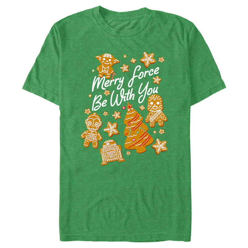 Men's Star Wars Christmas Gingerbread Cookies Merry Force Be With You T-Shirt