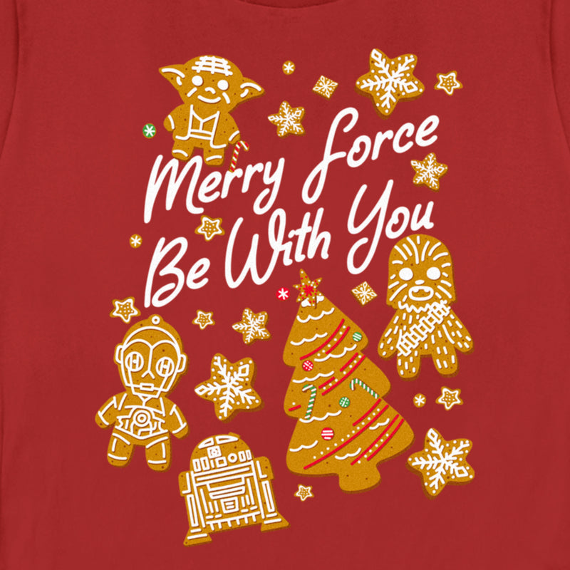 Women's Star Wars Christmas Gingerbread Cookies Merry Force Be With You T-Shirt