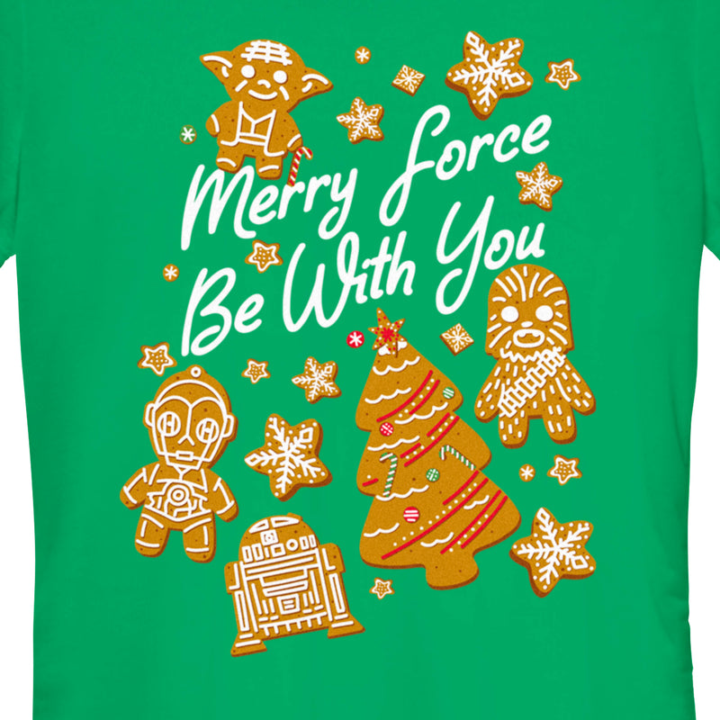 Junior's Star Wars Christmas Gingerbread Cookies Merry Force Be With You T-Shirt