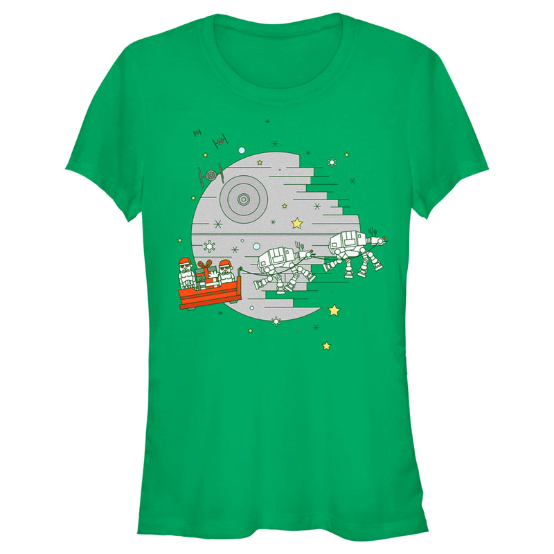 Junior's Star Wars Christmas Death Star Scene T-Shirt