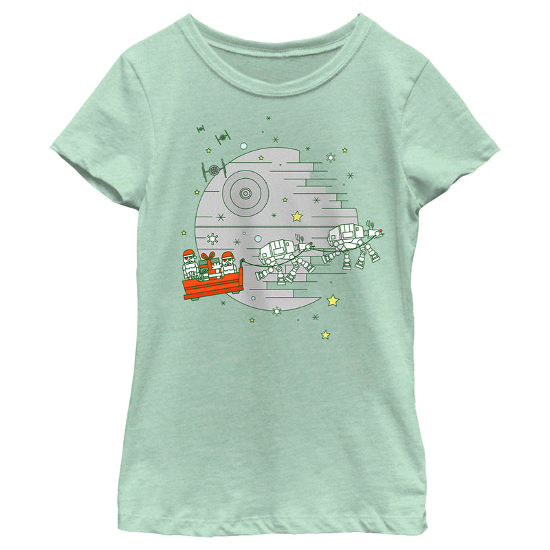 Girl's Star Wars Christmas Death Star Scene T-Shirt