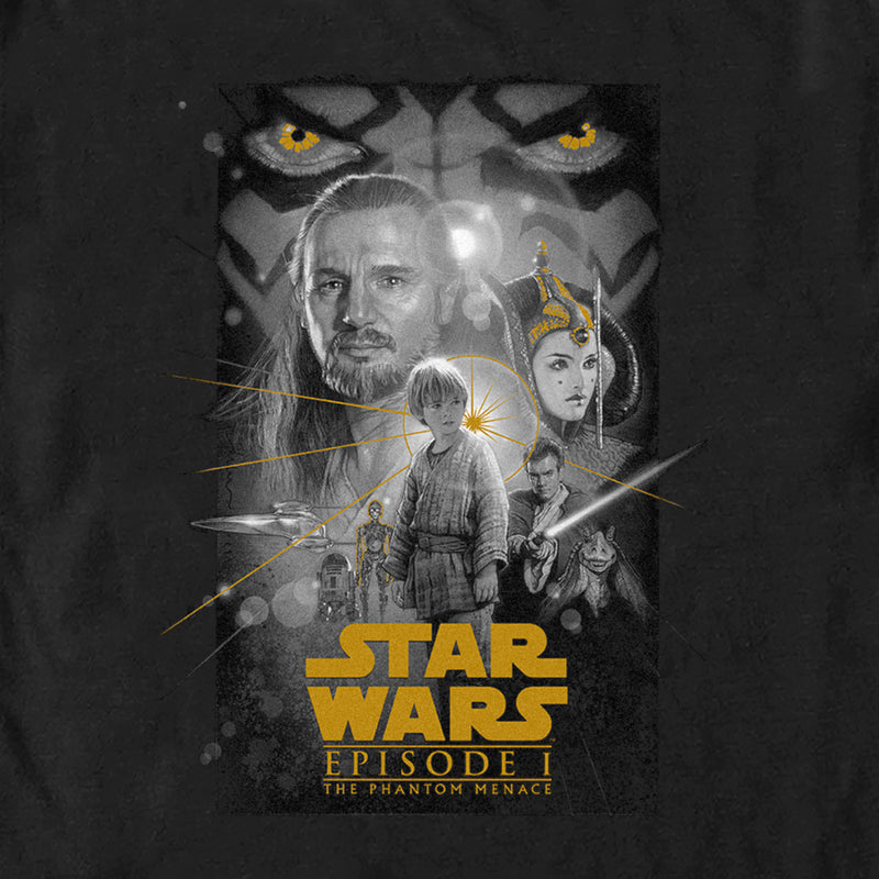 Men's Star Wars: The Phantom Menace Black and White Episode One Poster T-Shirt