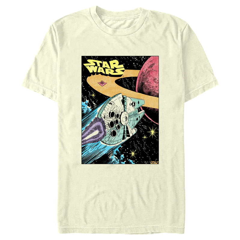 Men's Star Wars: A New Hope Millennium Falcon Comic Book Poster T-Shirt