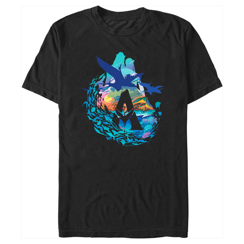 Men's Avatar: The Way of Water Great Leonopteryx Silhouette Scenic Logo T-Shirt