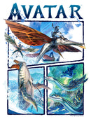 Women's Avatar: The Way of Water Watercolor Air and Sea Creatures Logo T-Shirt