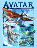 Men's Avatar: The Way of Water Watercolor Air and Sea Creatures Logo T-Shirt