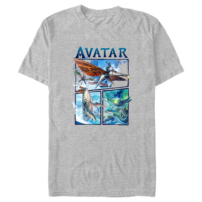 Men's Avatar: The Way of Water Watercolor Air and Sea Creatures Logo T-Shirt