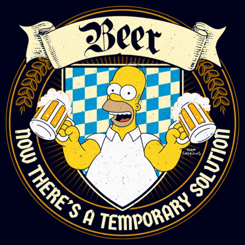 Men's The Simpsons Homer Beer Now There's a Temporary Solution T-Shirt