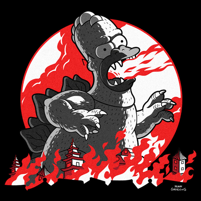 Men's The Simpsons Godzilla Homer Red Moon T-Shirt