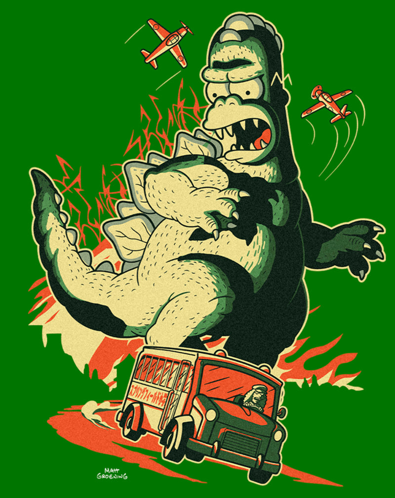 Men's The Simpsons Godzilla Homer School Bus T-Shirt