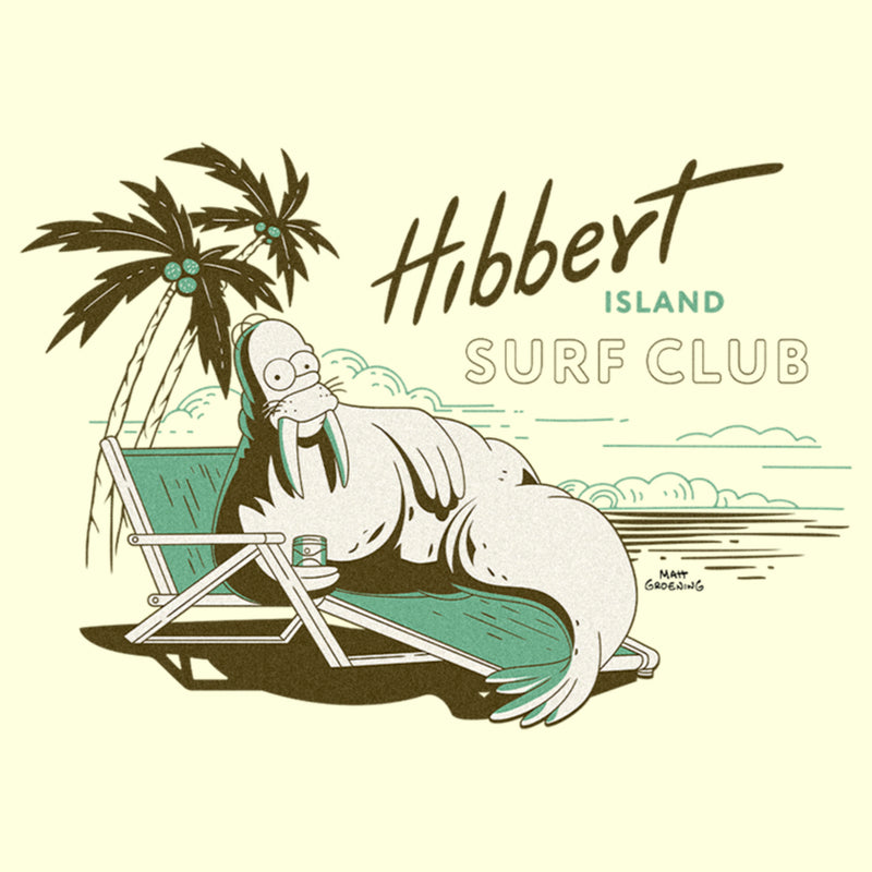 Men's The Simpsons Walrus Homer Hibbert Island Surf Club T-Shirt