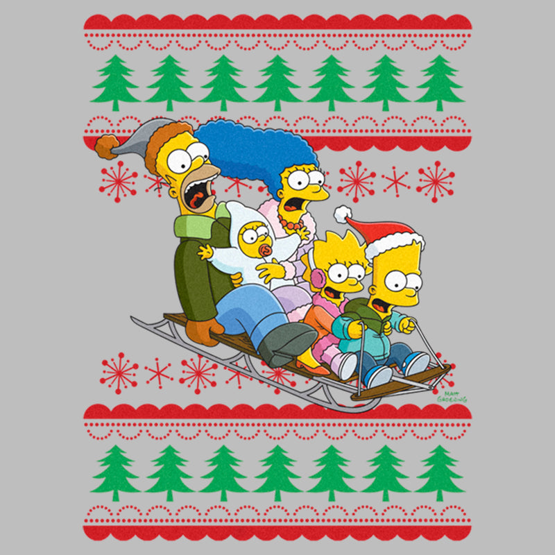 Men's The Simpsons Christmas Family Sledding Adventure T-Shirt