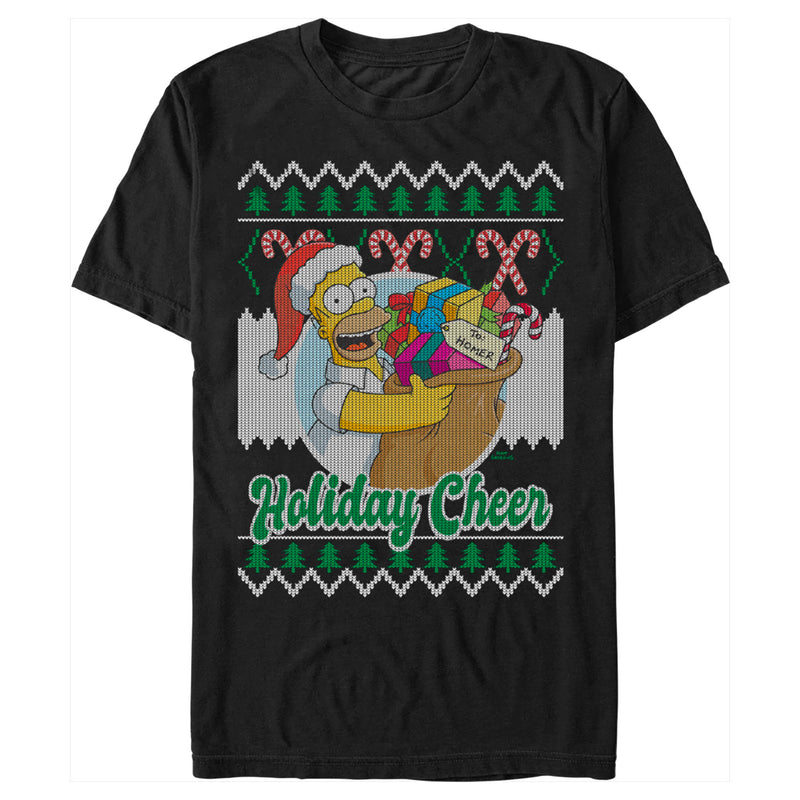 Men's The Simpsons Christmas Homer Holiday Cheer Sweater Print T-Shirt