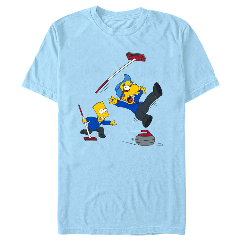 Men's The Simpsons Milhouse Bart Curling Team T-Shirt