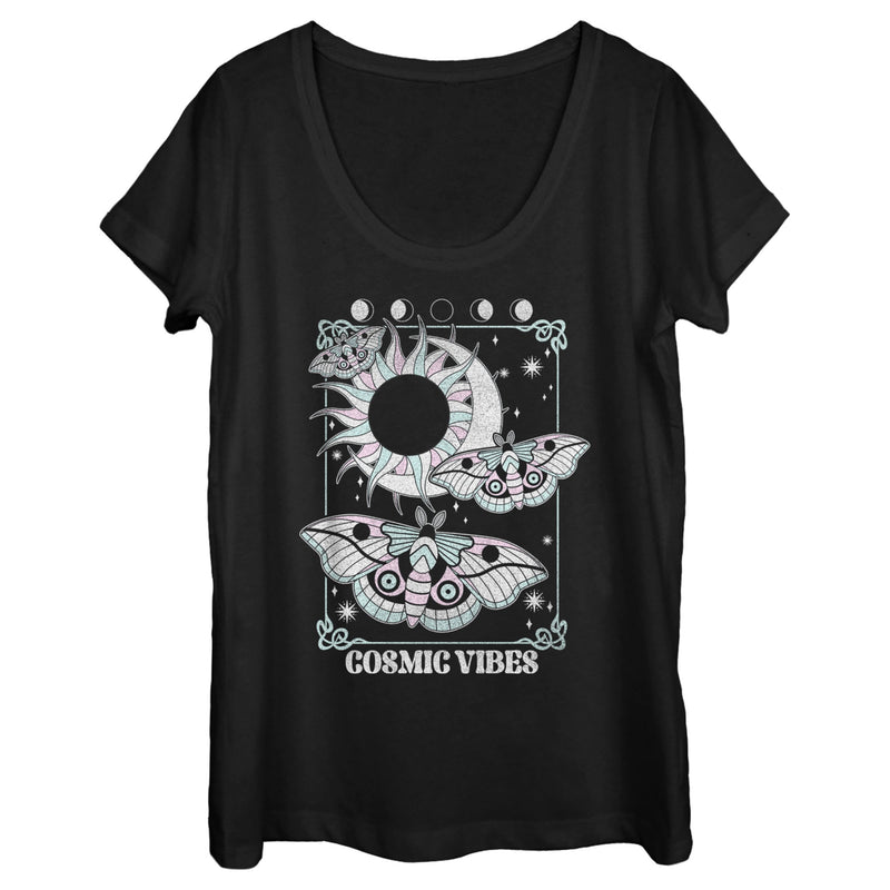 Women's Lost Gods Cosmic Vibes Moths Scoop Neck