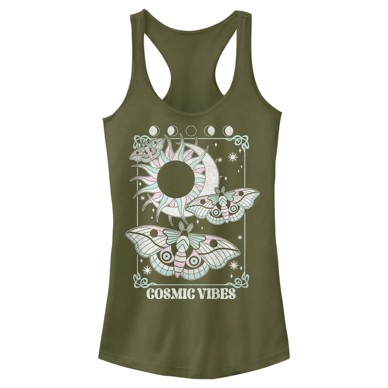 Junior's Lost Gods Cosmic Vibes Moths Racerback Tank Top