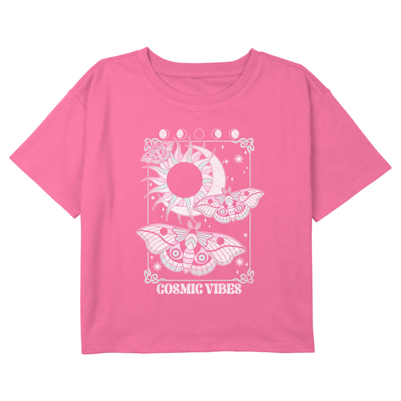 Girl's Lost Gods Cosmic Vibes Moths Tarot T-Shirt