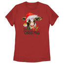 Women's Lost Gods Moooey Christmas Cow T-Shirt