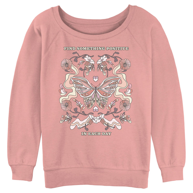 Junior's Lost Gods Positive Day Butterfly Sweatshirt