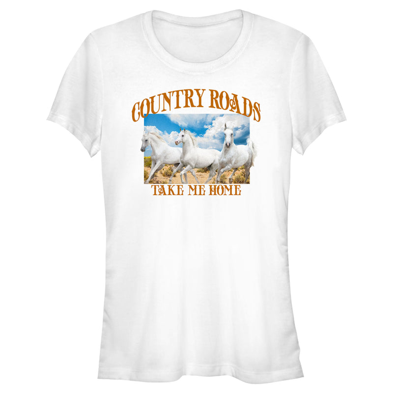 Junior's Lost Gods Country Roads Horses T-Shirt