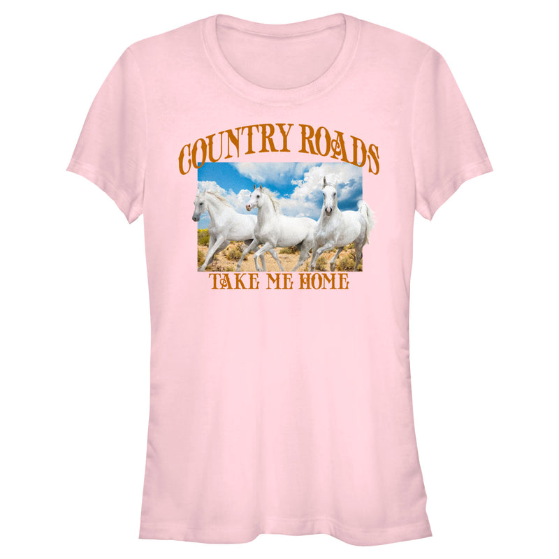 Junior's Lost Gods Country Roads Horses T-Shirt