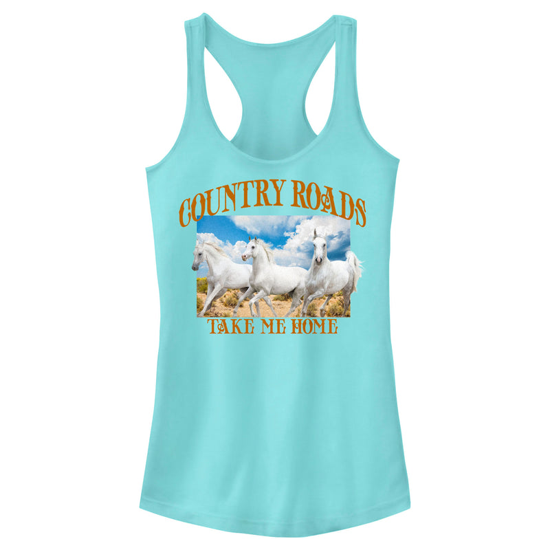 Junior's Lost Gods Country Roads Horses Racerback Tank Top