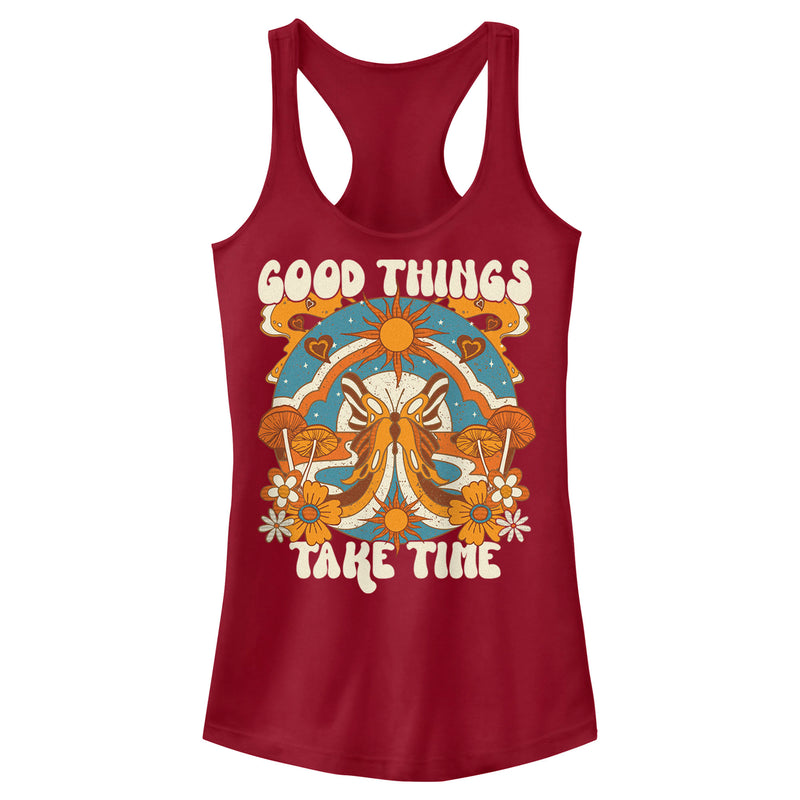 Junior's Lost Gods Good Things Take Time Butterfly Racerback Tank Top