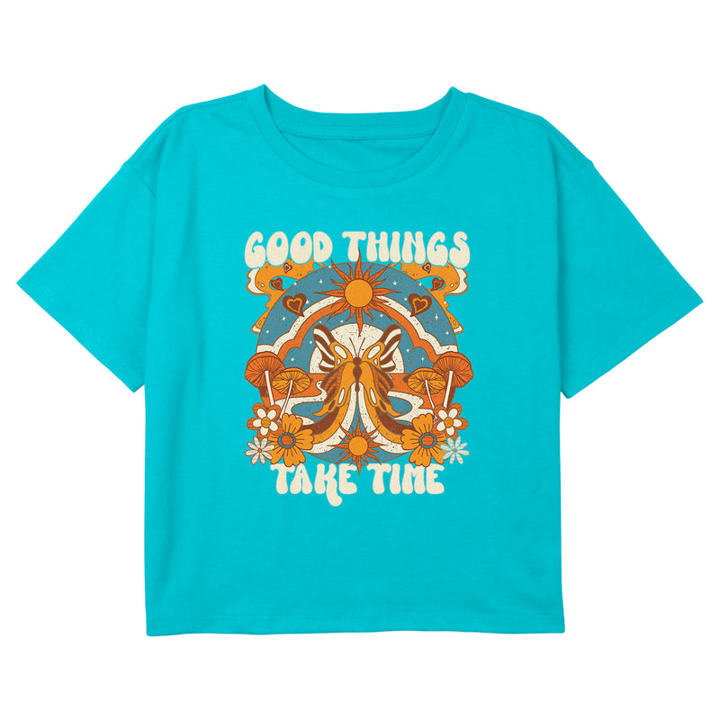 Girl's Lost Gods Good Things Take Time Boho Butterfly T-Shirt