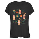 Junior's Lost Gods Christmas Floral Cats T-Shirt