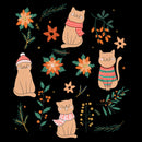 Junior's Lost Gods Christmas Floral Cats T-Shirt