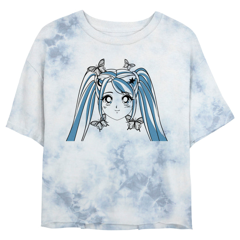 Junior's Lost Gods Butterfly Anime Face Blue T-Shirt